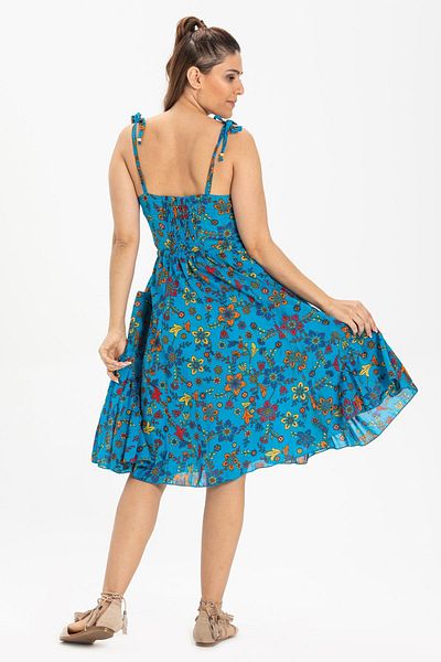 Eliş Şile Bezi Strappy Voile Melisa Κοντό Καλοκαιρινό Ethnic Φόρεμα Τυρκουάζ Trkz