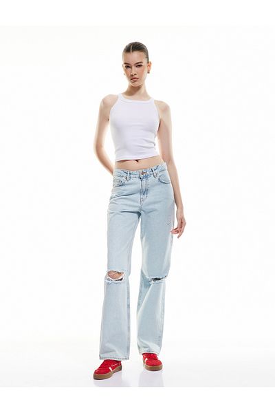 Koton Pantaloni de damă din blugi 5sal40024md Light Indigo