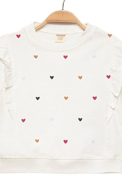 Divonette Baby Girl Ecru Sweatshirt - 100% βαμβάκι, βολάν