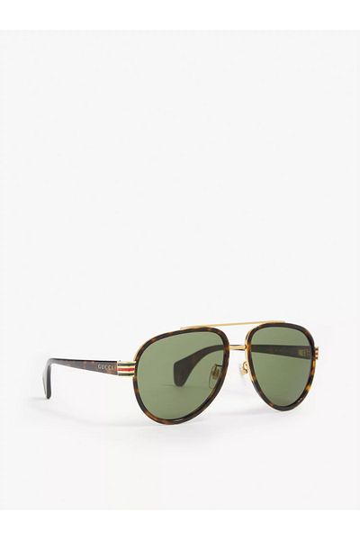 Gucci GUCCI Green Pilot Men's Sunglasses