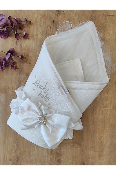 Tomuycuk Ecru Natural Organic Baby Blanket - Girl Boy, Sleeping Swaddle, Newborn Hospital Exit Gift