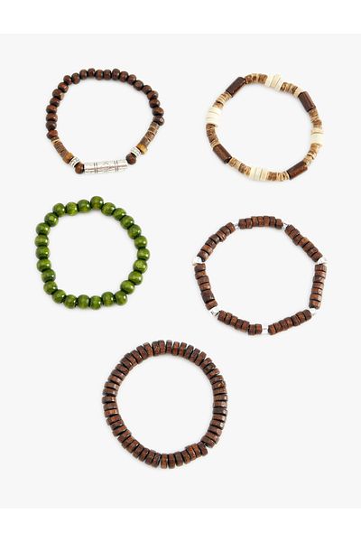 Koton Set of 5 Multicolored Wooden Beaded Bracelets