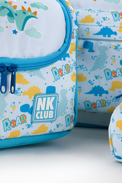 NK Primary School Turquoise Backpack Kindergarten Lunch Box Pen Holder Set of 3