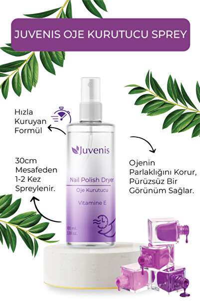 Juvenis Hızlı Oje Kurutma E Vitaminli Yağ ve İz Bırakmayan Oje Kurutucu Sprey 100ml