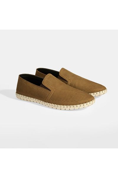 Desa Dislina Brown Men's Leather Slip-On Casual Shoes