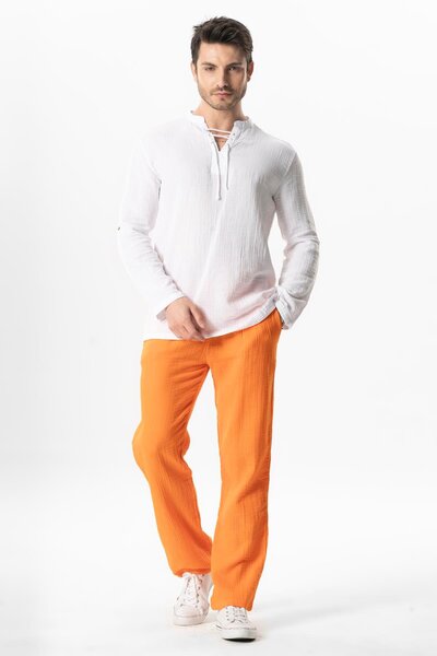 Eliş Şile Bezi Men's Summer Trousers -Orange- Ii Model Number Gx9688