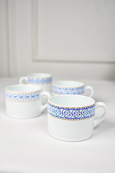 Vivas Greek Egean Desen 4’lü Set Double Türk Kahve Fincan Seti , Kahve Kupası