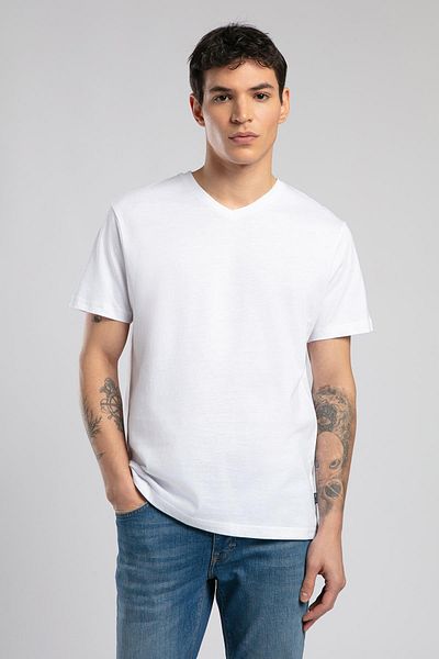 Lee Cooper تيشيرت جونات رجالي بياقة V باللون الأبيض