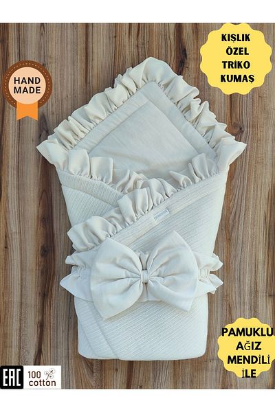 Tomuycuk Winter Knitwear Baby Blanket - Cotton Swaddle, for Boys and Girls, Hospital Exit Newborn Gift