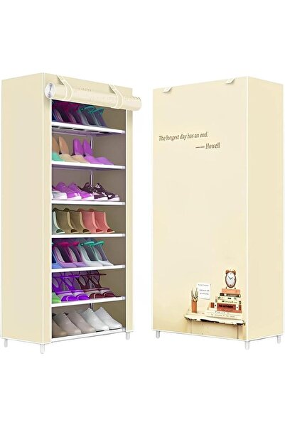 Arabest 8 Tiers Shoe Cabinet, 126 * 60 * 30CM Simple Shoe Dust Cover Folding ...