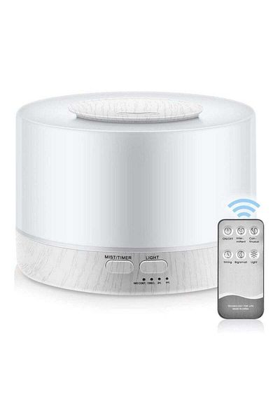 COOYA Remote Control Air Humidifier,Ultrasonic Aroma Diffuser with 7 Colors LED Lights(500ml White)