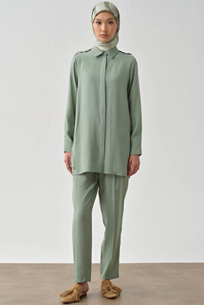 Tuğba Pile Detaylı Pantolon - Mint