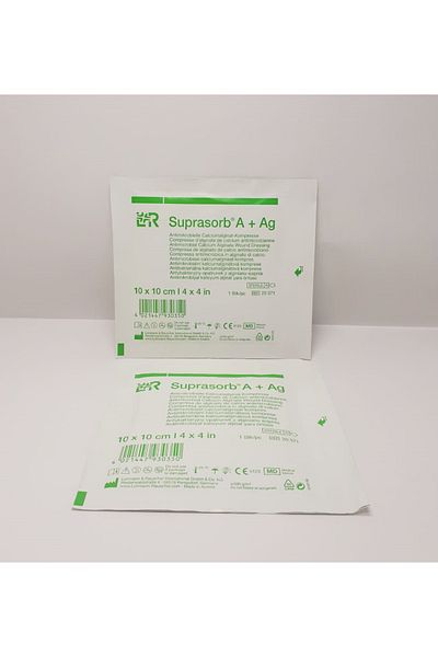 Lohmann & Rauscher Suprasorb a +Ag Silver Calcium Alginate Sterile Wound Cover 10X10 cm 2 Pcs