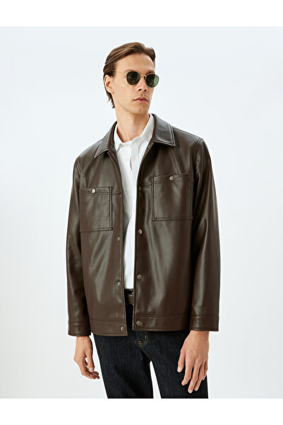 Koton Яке от изкуствена кожа с джоб и копчета тип „тик-так“