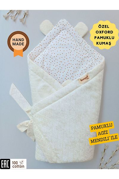 Tomuycuk Ecru Girl Boy Baby Blanket Natural Sleeping Swaddle Hospital Exit Newborn Seasonal Gift