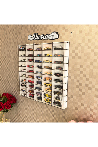 GOOD SIGN Pleksi Kapaklı Beyaz 1/64 Ölçek 50Araçlık Hotwheels Matchbox Uyumlu Model Oyuncak Araba Rafı