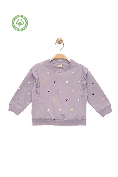 Divonette Baby Girl 100% Cotton Frilly Lilac Sweatshirt - Girl's Clothing