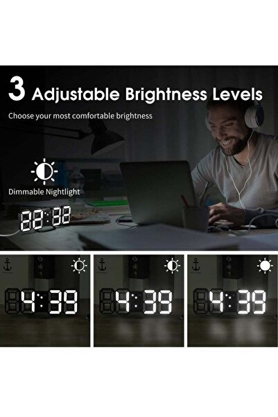 COOYA 3D LED Digital Table Alarm Clock, Manually & Auto Adjust Brightness, Easy to Read at Night