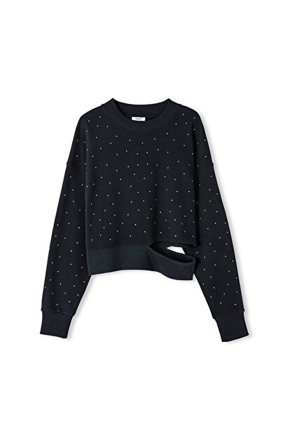 Twist Hotfix Printed Cut Sweatshirt