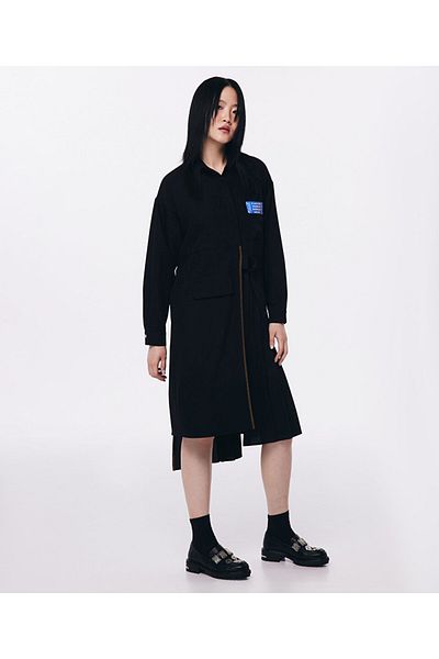Twist Pleated Asymmetrical Shirt Dress