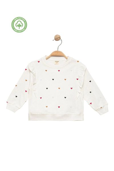 Divonette Baby Girl Ecru Sweatshirt - 100% βαμβάκι, βολάν