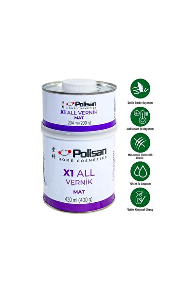 Polisan X1 All Vernik MAT Şeffaf Çift Bileşenli 0.6 Kg