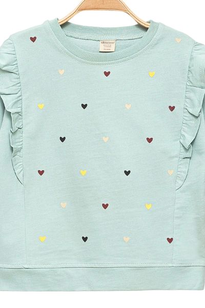 Divonette Green Ruffle Baby Girl Sweatshirt - 100% Cotton Girl's Clothing
