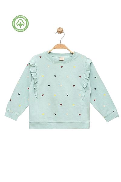 Divonette Green Ruffle Baby Girl Sweatshirt - 100% Cotton Girl's Clothing