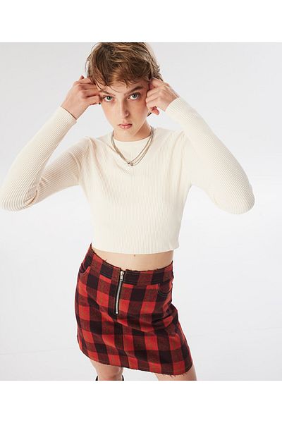 Twist Plaid Pattern Skirt