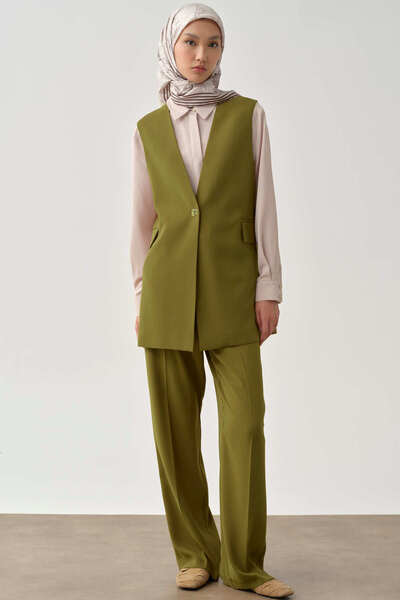 Tuğba Cepli Bol Paça Pantolon - Olive