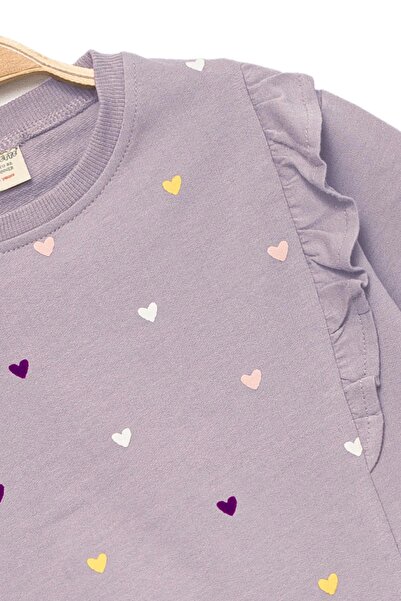 Divonette Kız Bebek %100 Pamuk Fırfırlı Lila Sweatshirt - Kız Çocuk Giyim