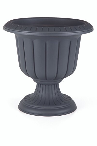 KıtayGroup Nergiz Saksı 6 Litre Koyu Antrasit Renk Ayaklı Plastik Çiçek Saksısı Modern