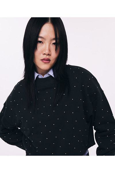 Twist Hotfix Printed Cut Sweatshirt