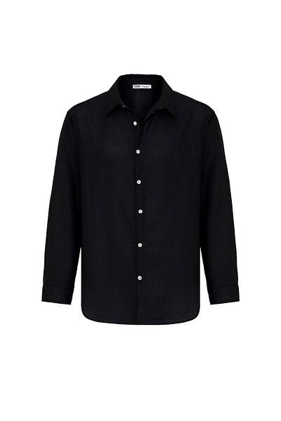 Vamos Long Sleeve Basic Oversize Blue Shirt