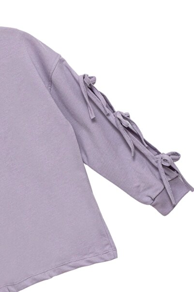 Divonette Girl's 100% Cotton Bow Lilac Sweatshirt - Comfortable and Stylish Style