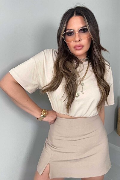 Sohotique By P Slit Shorts and Skirt Stone