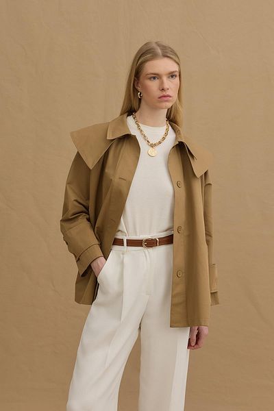 Fahhar Trench Coat Camel with Mobile Collar