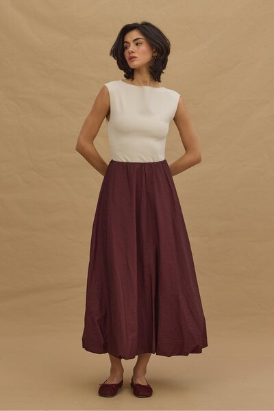 Fahhar Burgundy Balloon Skirt