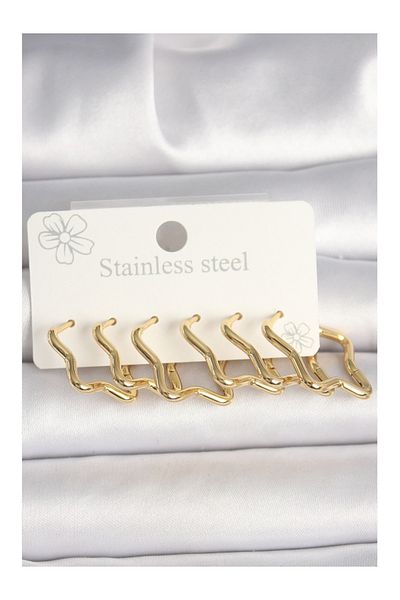 Clariss 316L Steel Gold Color Star Model Women's Earring Set