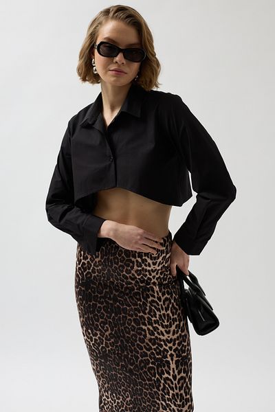 Black Fashion Basic Crop Black Shirt
