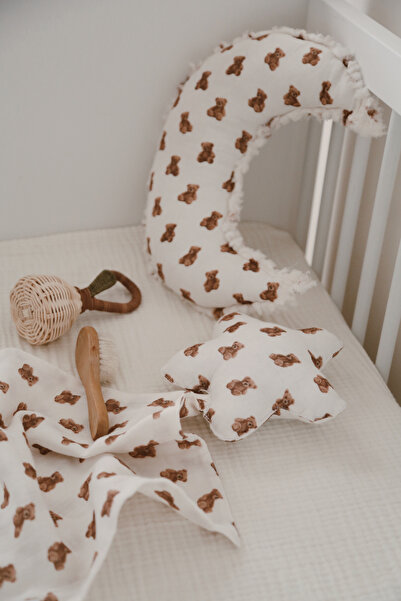 DoDo'S Baby Sevimli Ayıcık Teddy Desenli Destek Yastığı ve Uyku Arkadaşı Oda Aksesuarı