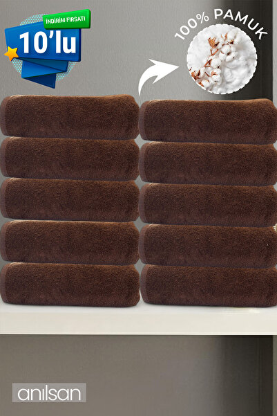 Anılsan 10-пакет коричневих рушників 50x90 см, 225 г, 100% бавовна Рушники для спа-салонів та готелів для щоденного використання