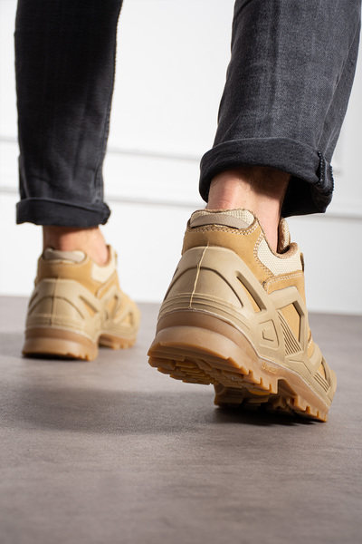 SINGLE SWORD Hakiki Deri Kaymaz Taban Outdoor/Trekking Günlük Taktik Bej Ayakkabı