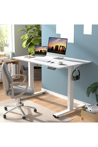 Mahmayi FlexiSpot Ergonomic Electric Standing Desk 120x75 cm Sturdy and Durable Desk - Premium White
