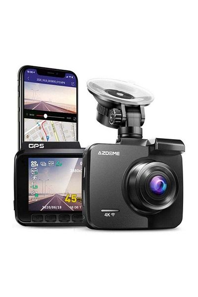 Generic كاميرا سيارة GS63H مزودة بعدسة مزدوجة وتسجيل 4K UHD وكاميرا DVR ونظام تحديد المواقع العالمي (GPS) وواي فاي ومستشعر G وكشف الحركة