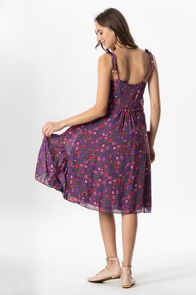 Eliş Şile Bezi Melisa Ethnic Dress - Voile with Straps - Purple
