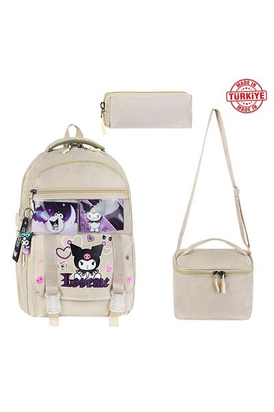 Alanç Gift Set de rucsac de școală pentru fete în stil coreean cu accesorii cremă ortopedice, nutriție termică și suport pentru stilouri