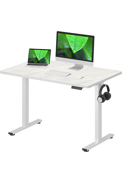 Mahmayi FlexiSpot Electric Standing Desk 120x65 cm, Height Adjustable Spacious Desk - Egger Marble