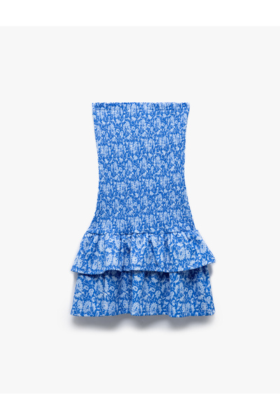 Koton Μίνι φόρεμα με στράπλες λαιμόκοψη με λουλούδια με στράπλες