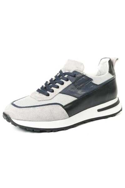 Byterre حذاء رياضي ماتيو مصنوع يدويًا من الجلد باللون الرمادي/الأزرق الداكن